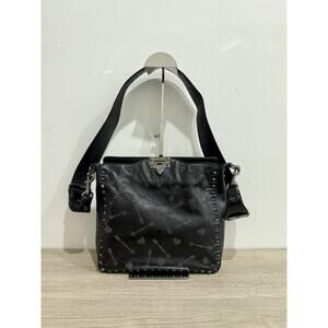 Valentino Rockstud Embossed Leather Square Crossbody Messenger Bag Medium